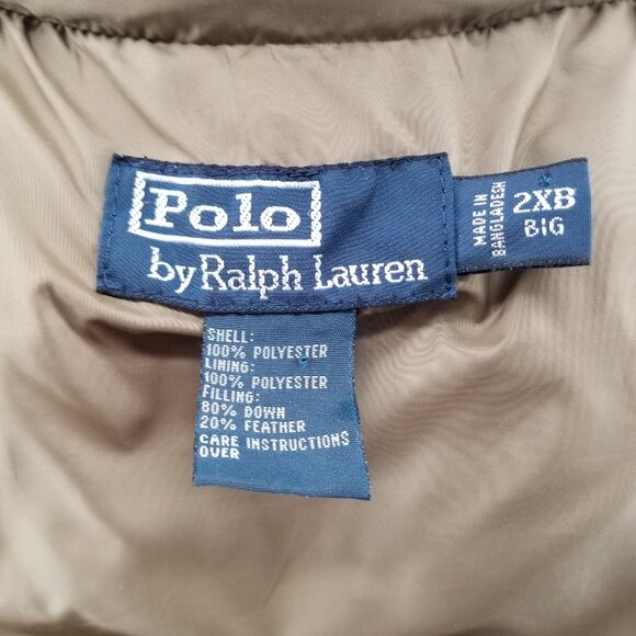 Polo Ralph Lauren Puffer Down Vest Mens 2XB Big Green Jacket Full Zip VINTAGE - Picture 11 of 12